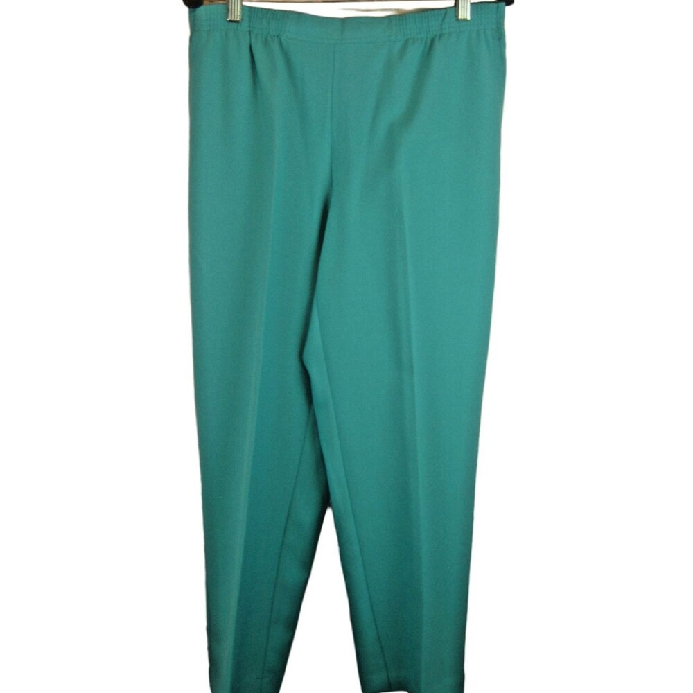 Womens NWOT Nikki Green Flat Front Elastic Waist Island Pants sz P8(32+x28x10r)